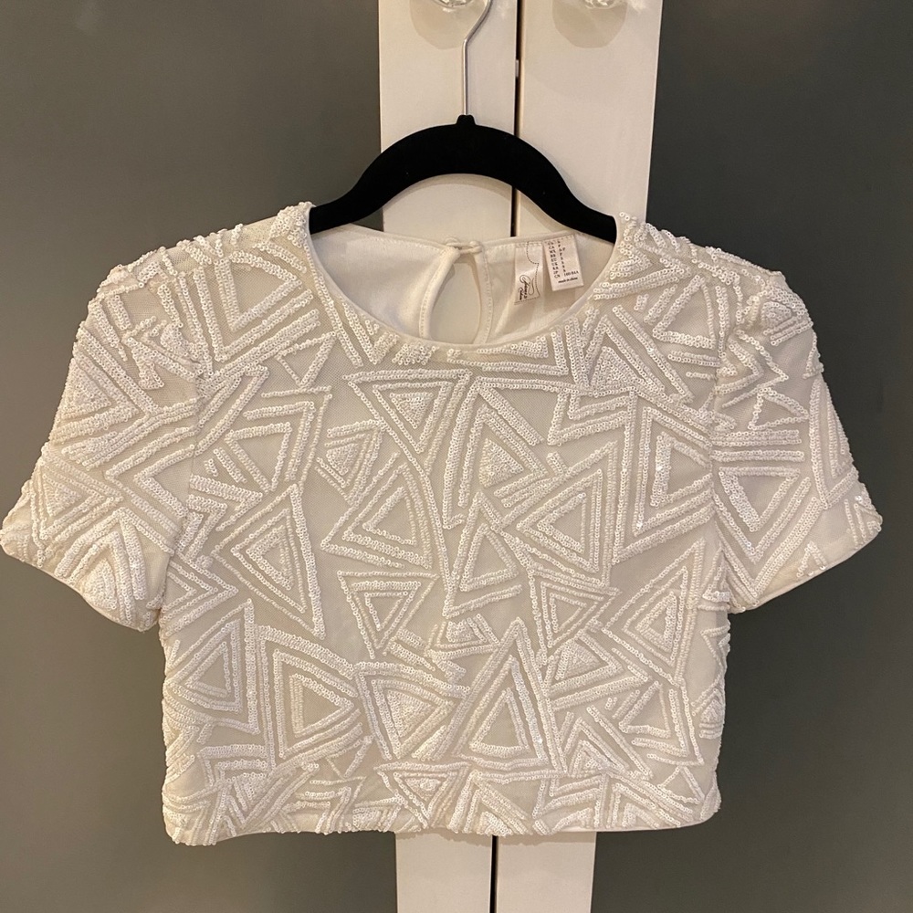 White Sequin Top